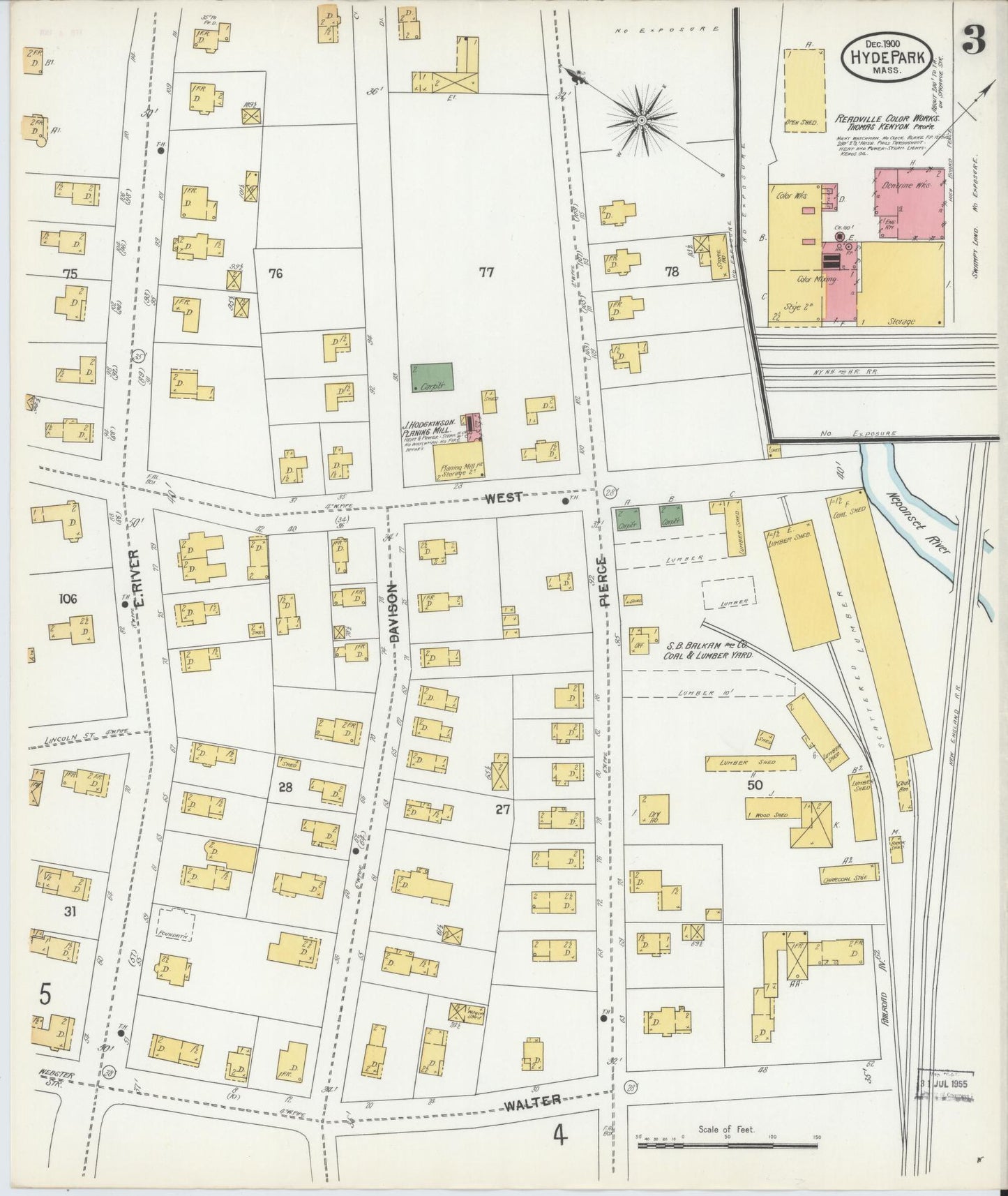 Sanborn Fire Insurance Map from Hyde Park, Norfolk County, Massachusetts (1900), Sheet #0003 - Complete Map Set gallery image, historic Sanborn map, vintage wall art, Massachusetts Massachusetts