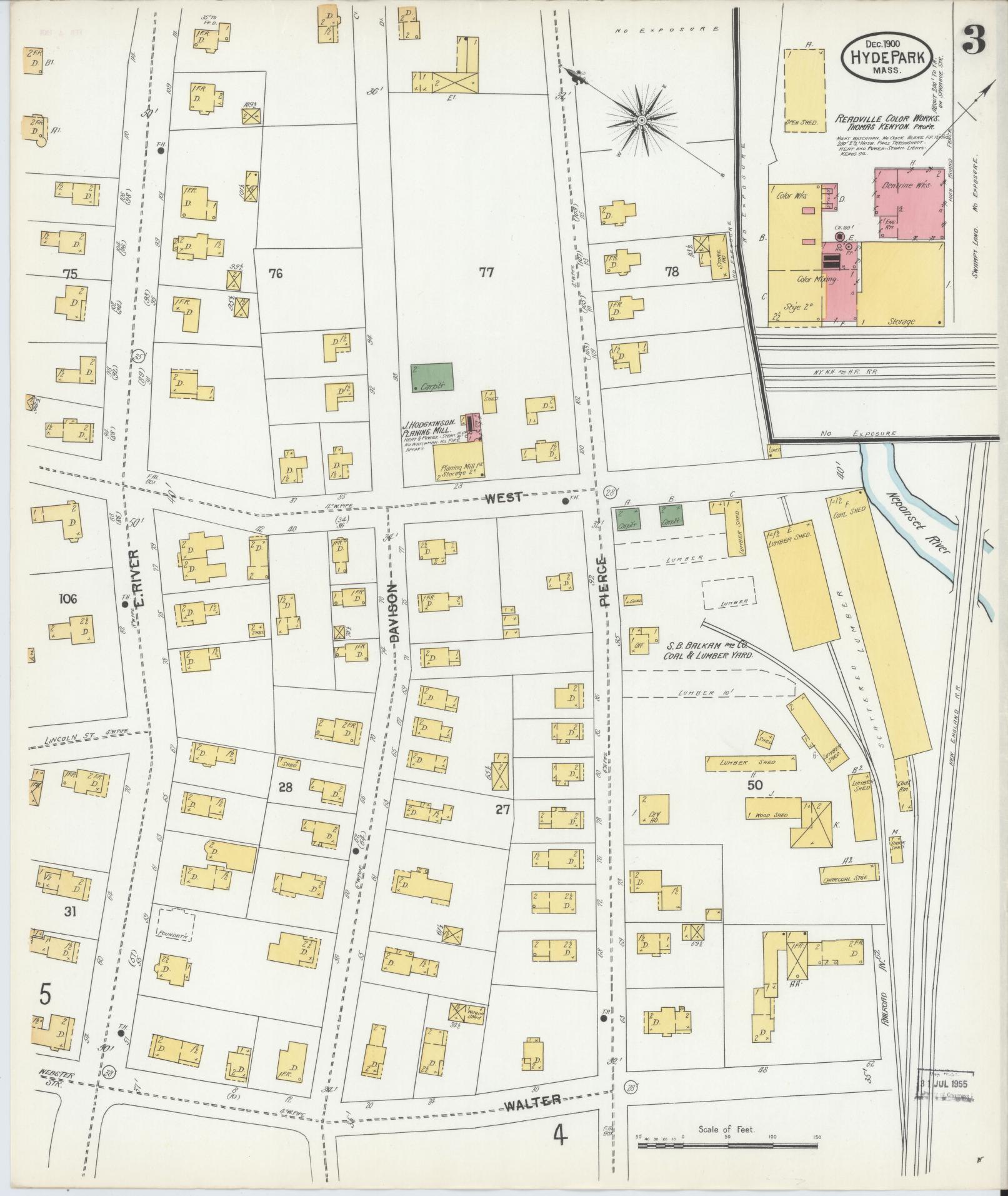 Sanborn Fire Insurance Map from Hyde Park, Norfolk County, Massachusetts (1900), Sheet #0003 - Complete Map Set gallery image, historic Sanborn map, vintage wall art, Massachusetts Massachusetts