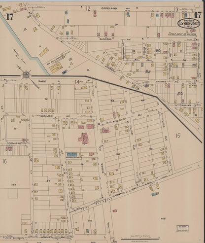Sanborn Fire Insurance Map from Lyndhurst, Bergen County, New Jersey (1922), Sheet #0017 - Complete Map Set gallery image, historic Sanborn map, vintage wall art, New Jersey New Jersey