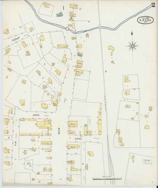 Sanborn Fire Insurance Map from Krebs, Pittsburg County, Oklahoma (1896), Sheet #0002 - Historic Sanborn Fire Insurance Map Print, vintage old map wall art, antique decor, genealogy gift, Oklahoma Oklahoma map