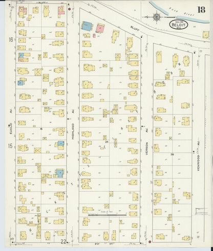 Sanborn Fire Insurance Map from Beloit, Rock County, Wisconsin (1915), Sheet #0018 - Complete Map Set gallery image, historic Sanborn map, vintage wall art, Wisconsin Wisconsin
