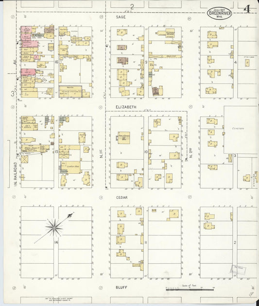 Sanborn Fire Insurance Map from Green River, Sweetwater County, Wyoming (1907), Sheet #0007 - Historic Sanborn Fire Insurance Map Print, vintage old map wall art, antique decor, genealogy gift, Wyoming Wyoming map