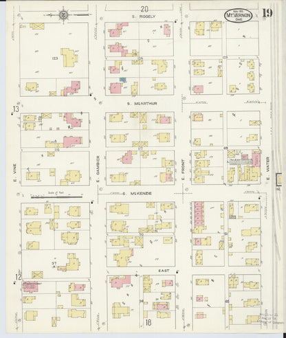 Sanborn Fire Insurance Map from Mount Vernon, Knox County, Ohio (1913), Sheet #0019 - Complete Map Set gallery image, historic Sanborn map, vintage wall art, Ohio Ohio