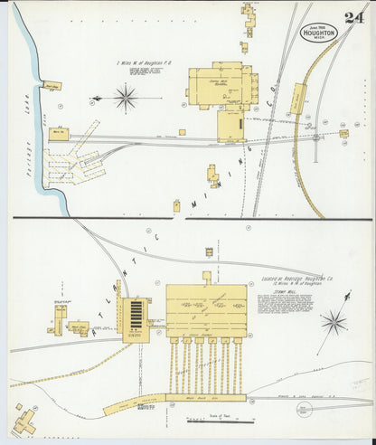 Sanborn Fire Insurance Map from Houghton, Houghton County, Michigan (1900), Sheet #0024 - Complete Map Set gallery image, historic Sanborn map, vintage wall art, Michigan Michigan