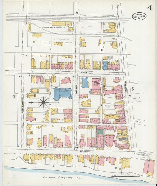 Sanborn Fire Insurance Map from Milton, Northumberland County, Pennsylvania (1906), Sheet #0004 - Historic Sanborn Fire Insurance Map Print, vintage old map wall art, antique decor, genealogy gift, Pennsylvania Pennsylvania map