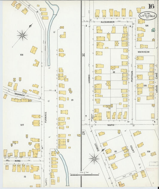 Sanborn Fire Insurance Map from Little Falls, Herkimer County, New York (1900), Sheet #0016 - Historic Sanborn Fire Insurance Map Print, vintage old map wall art, antique decor, genealogy gift, New York New York map