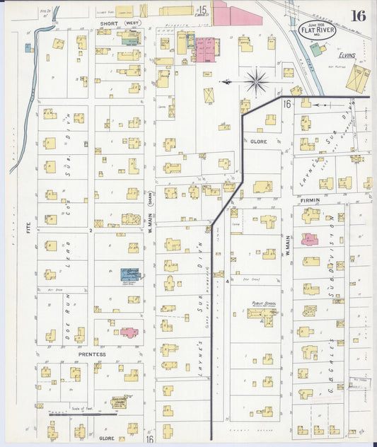 Sanborn Fire Insurance Map from Flat River, Saint Francois County, Missouri (1908), Sheet #0016 - Historic Sanborn Fire Insurance Map Print, vintage old map wall art, antique decor, genealogy gift, Missouri Missouri map