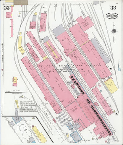 Sanborn Fire Insurance Map from Barberton, Summit County, Ohio (1927), Sheet #0033 - Complete Map Set gallery image, historic Sanborn map, vintage wall art, Ohio Ohio