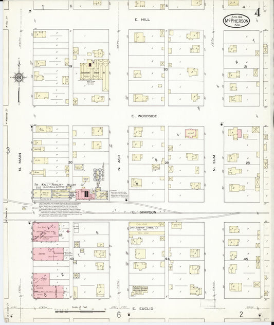 Sanborn Fire Insurance Map from Mcpherson, Mcpherson County, Kansas (1914), Sheet #0004 - Historic Sanborn Fire Insurance Map Print, vintage old map wall art, antique decor, genealogy gift, Kansas Kansas map
