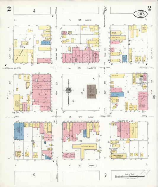 Sanborn Fire Insurance Map from Ord, Valley County, Nebraska (1924), Sheet #0002 - Historic Sanborn Fire Insurance Map Print, vintage old map wall art, antique decor, genealogy gift, Nebraska Nebraska map
