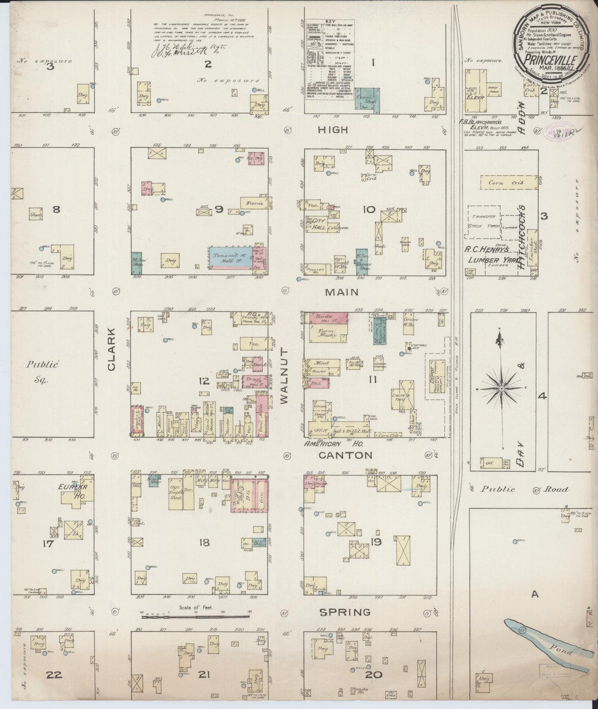 Sanborn Fire Insurance Map from Princeville, Peoria County, Illinois (1886), Sheet #0001 - Historic Sanborn Fire Insurance Map Print, vintage old map wall art, antique decor, genealogy gift, Illinois Illinois map