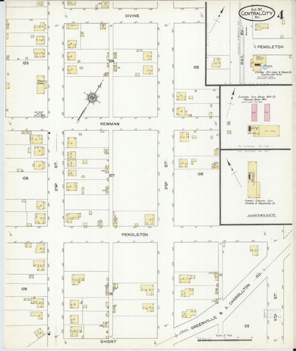 Sanborn Fire Insurance Map from Central City, Mublenberg County, Kentucky (1912), Sheet #0004 - Complete Map Set gallery image, historic Sanborn map, vintage wall art, Kentucky Kentucky