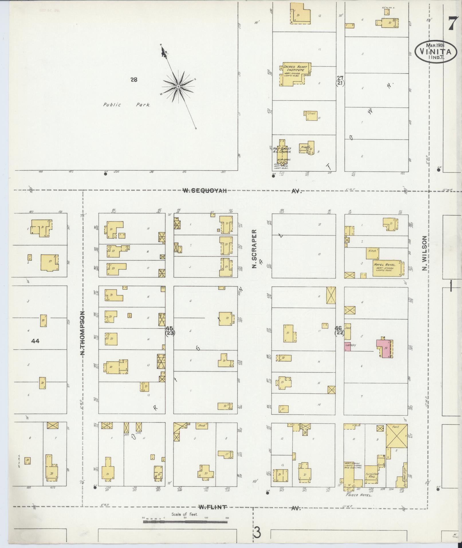 Sanborn Fire Insurance Map from Vinita, Craig County, Oklahoma (1905), Sheet #0007 - Complete Map Set gallery image, historic Sanborn map, vintage wall art, Oklahoma Oklahoma
