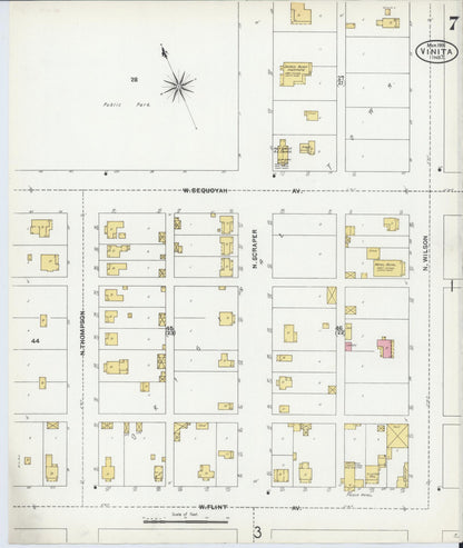 Sanborn Fire Insurance Map from Vinita, Craig County, Oklahoma (1905), Sheet #0007 - Complete Map Set gallery image, historic Sanborn map, vintage wall art, Oklahoma Oklahoma
