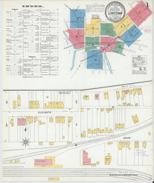 Sanborn Fire Insurance Map from Lewistown, Mifflin County, Pennsylvania (1904), Sheet #0001 - Complete Map Set gallery image, historic Sanborn map, vintage wall art, Pennsylvania Pennsylvania