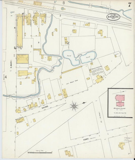 Sanborn Fire Insurance Map from Ardmore, Carter County, Oklahoma (1898), Sheet #0007 - Historic Sanborn Fire Insurance Map Print, vintage old map wall art, antique decor, genealogy gift, Oklahoma Oklahoma map