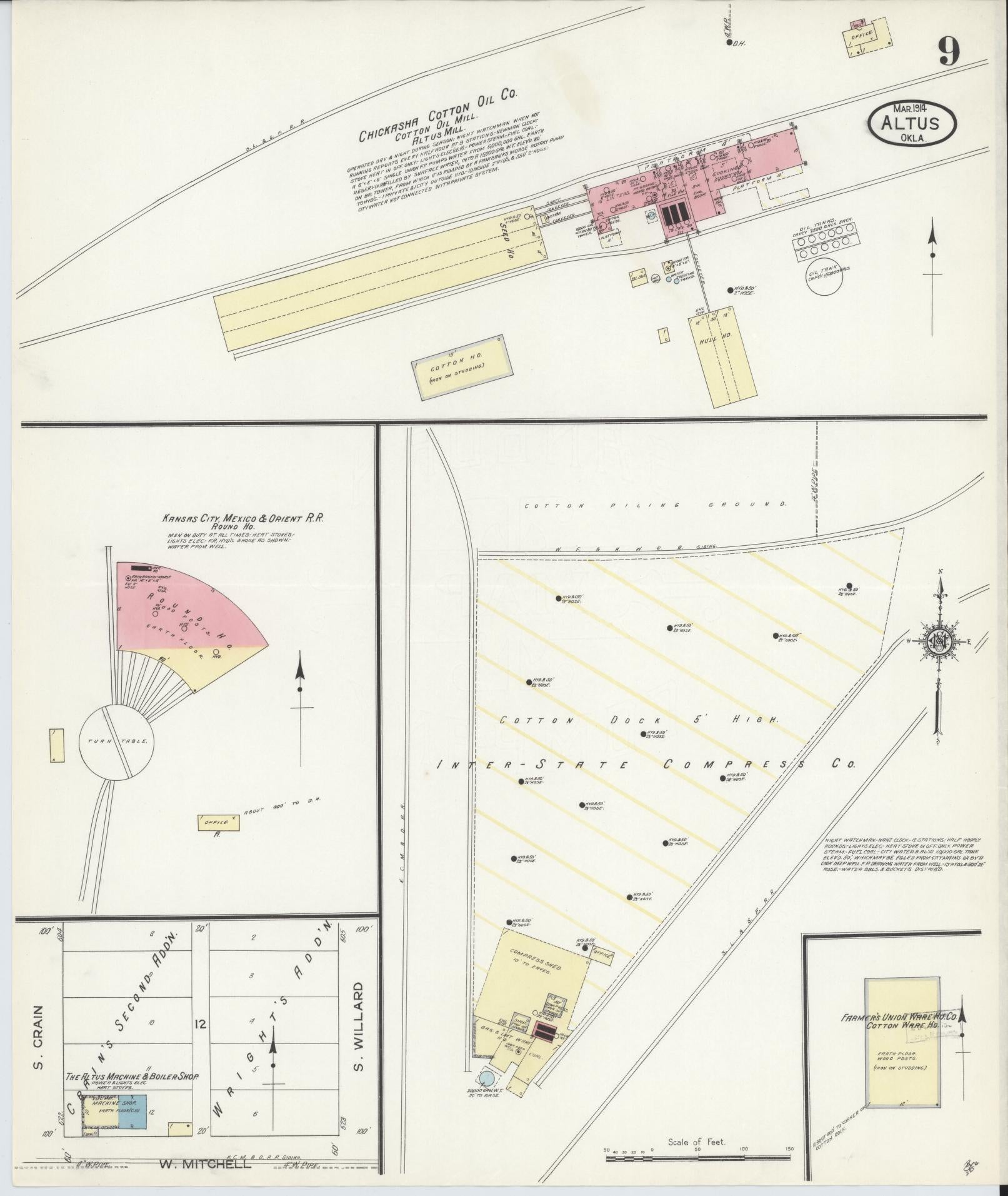 Sanborn Fire Insurance Map from Altus, Jackson County, Oklahoma (1914), Sheet #0009 - Complete Map Set gallery image, historic Sanborn map, vintage wall art, Oklahoma Oklahoma