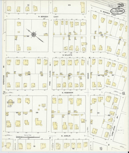 Sanborn Fire Insurance Map from Cleburne, Johnson County, Texas (1910), Sheet #0020 - Historic Sanborn Fire Insurance Map Print, vintage old map wall art, antique decor, genealogy gift, Texas Texas map