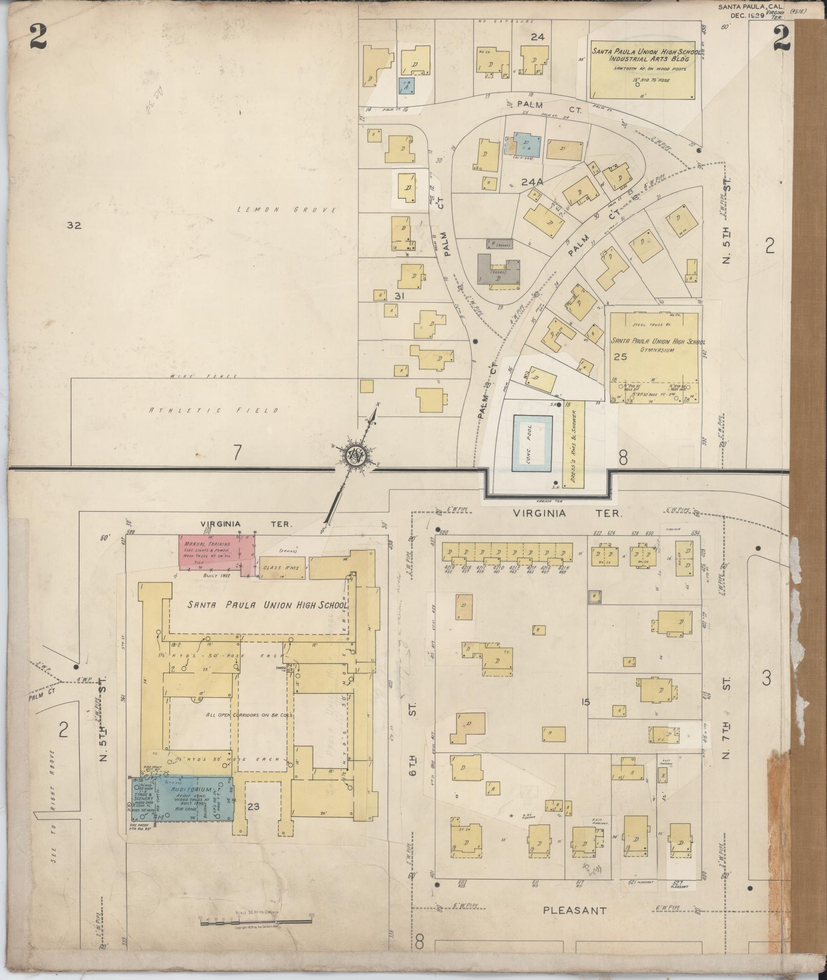 Sanborn Fire Insurance Map from Santa Paula, Ventura County, California (1953), Sheet #0002 - Complete Map Set gallery image, historic Sanborn map, vintage wall art, California California