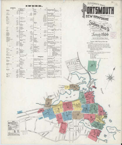 Sanborn Fire Insurance Map from Portsmouth, Rockingham County, New Hampshire (1904), Sheet #0001 - Complete Map Set gallery image, historic Sanborn map, vintage wall art, New Hampshire New Hampshire