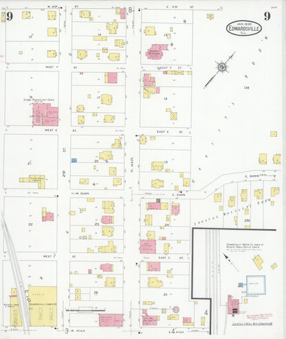 Sanborn Fire Insurance Map from Edwardsville, Madison County, Illinois (1930), Sheet #0009 - Historic Sanborn Fire Insurance Map Print, vintage old map wall art, antique decor, genealogy gift, Illinois Illinois map