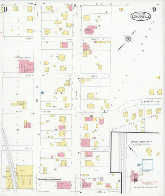 Sanborn Fire Insurance Map from Edwardsville, Madison County, Illinois (1930), Sheet #0009 - Historic Sanborn Fire Insurance Map Print, vintage old map wall art, antique decor, genealogy gift, Illinois Illinois map
