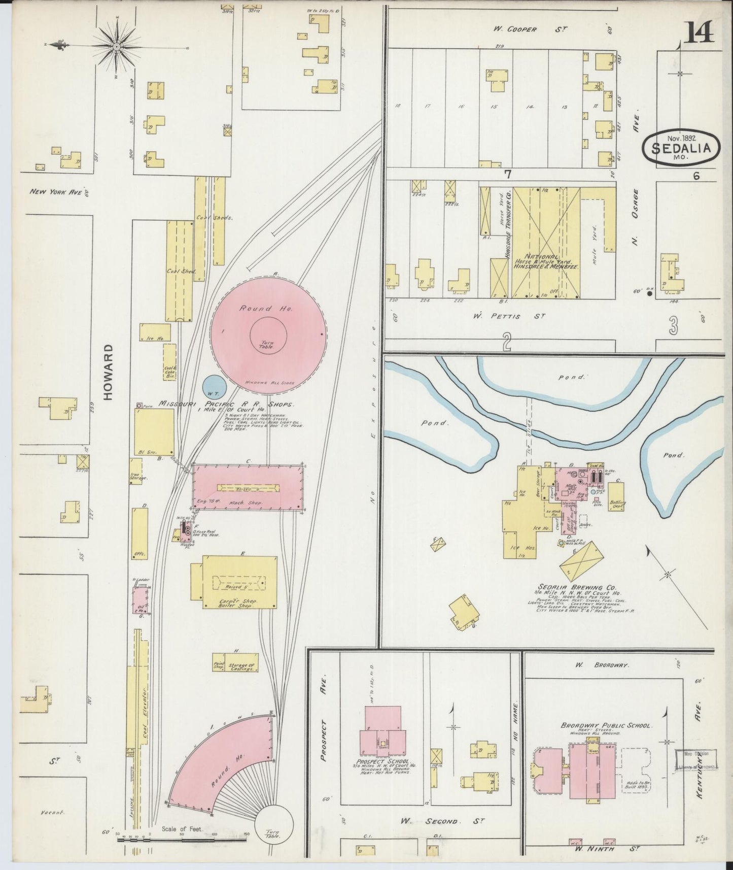 Sanborn Fire Insurance Map from Sedalia, Pettis County, Missouri (1892), Sheet #0014 - Complete Map Set gallery image, historic Sanborn map, vintage wall art, Missouri Missouri