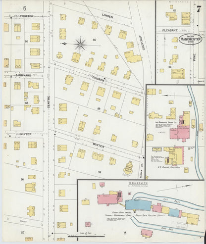 Sanborn Fire Insurance Map from Manchester, Hartford County, Connecticut (1901), Sheet #0007 - Complete Map Set gallery image, historic Sanborn map, vintage wall art, Connecticut Connecticut