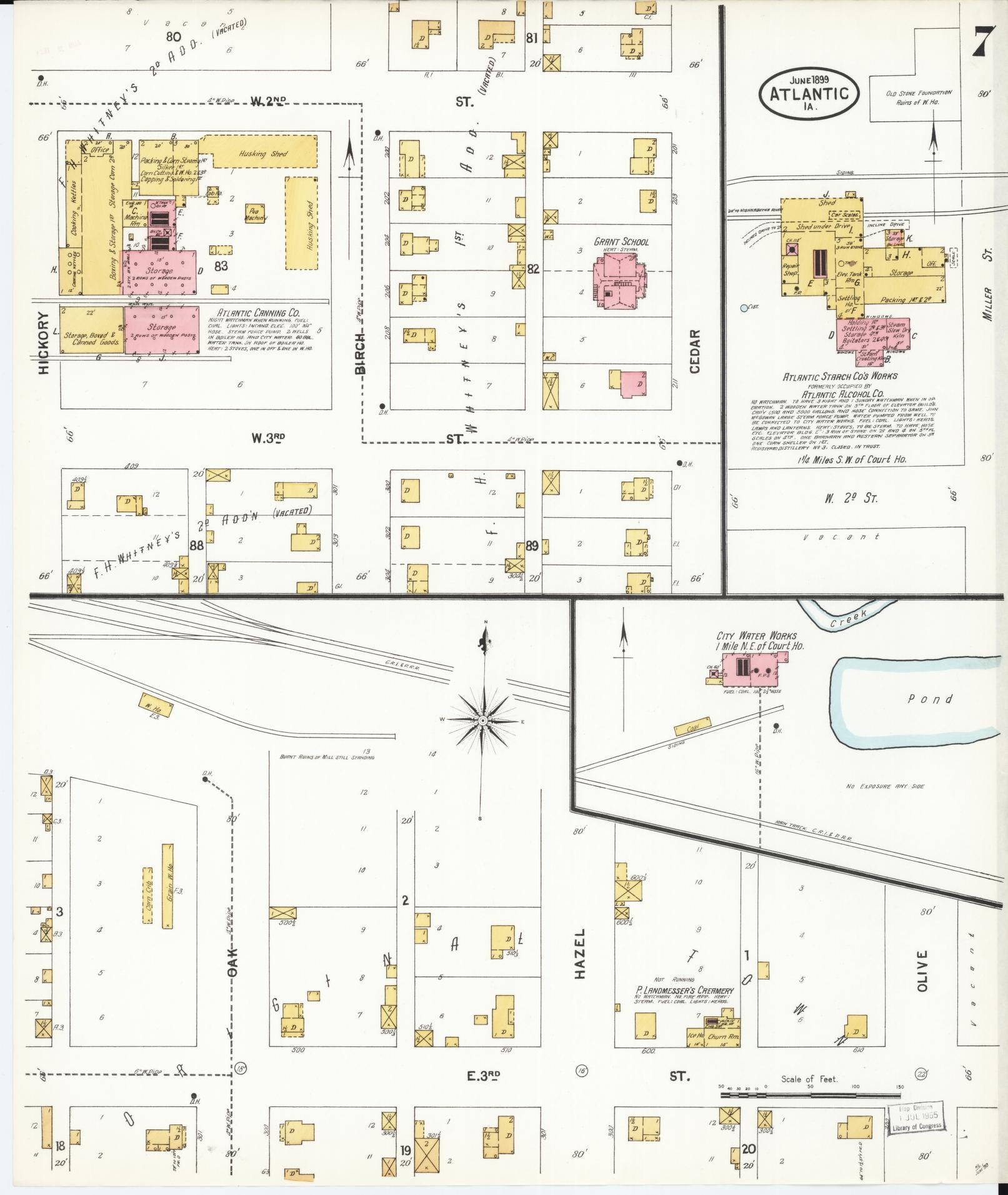 Sanborn Fire Insurance Map from Atlantic, Cass County, Iowa (1899), Sheet #0007 - Historic Sanborn Fire Insurance Map Print, vintage old map wall art