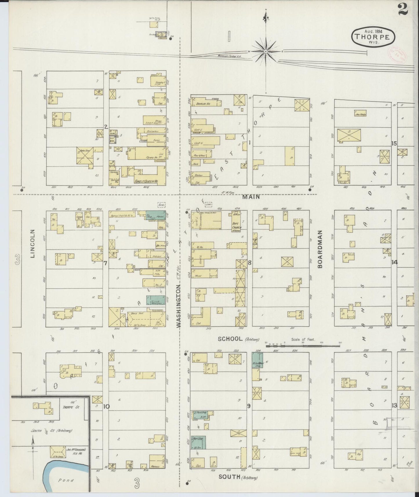 Sanborn Fire Insurance Map from Thorpe, Clark County, Wisconsin (1894), Sheet #0002 - Complete Map Set gallery image, historic Sanborn map, vintage wall art, Wisconsin Wisconsin
