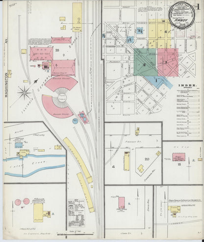 Sanborn Fire Insurance Map from Amboy, Lee County, Illinois (1892), Sheet #0001 - Complete Map Set gallery image, historic Sanborn map, vintage wall art, Illinois Illinois
