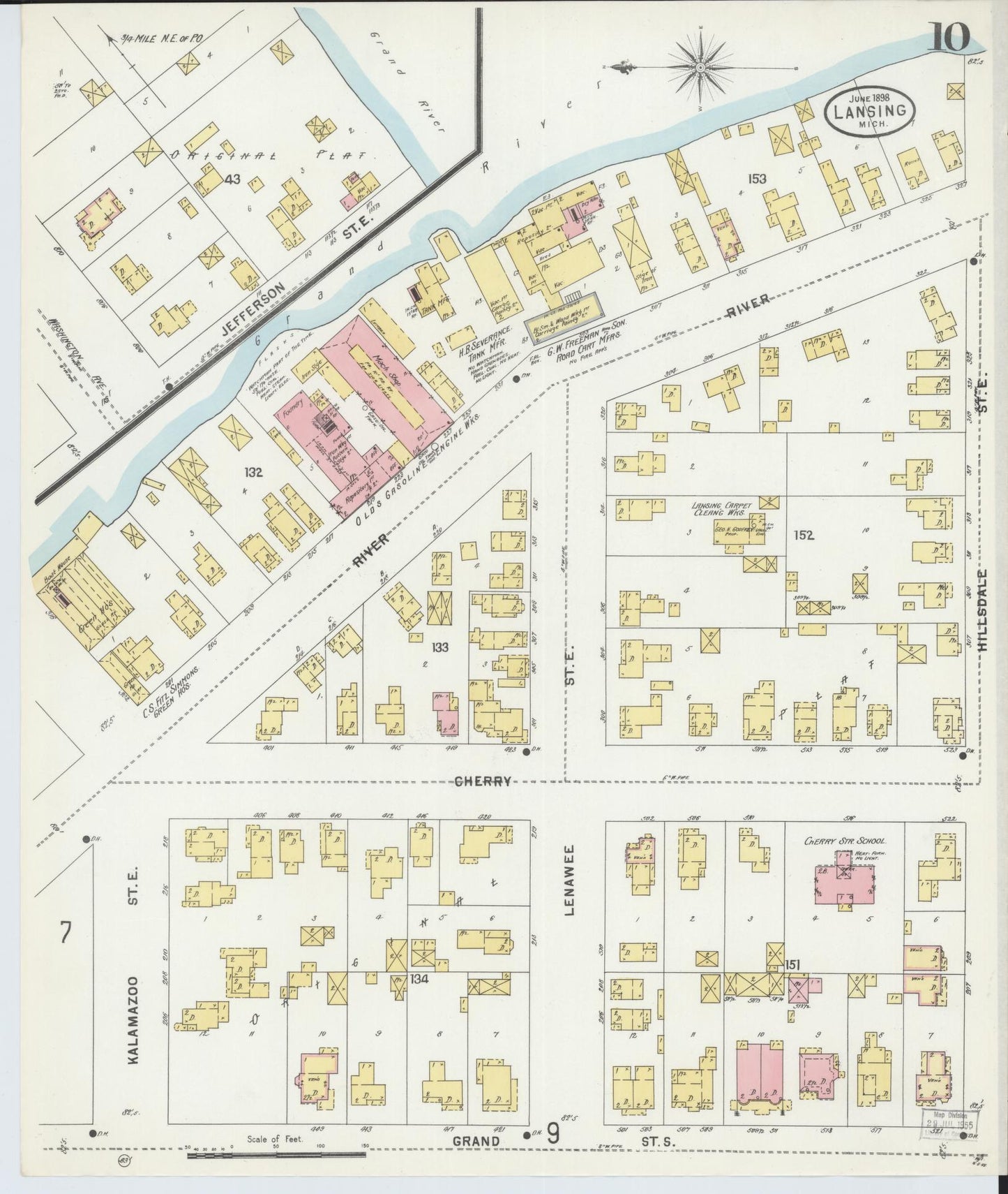 Sanborn Fire Insurance Map from Lansing, Ingham County, Michigan (1898), Sheet #0010 - Complete Map Set gallery image, historic Sanborn map, vintage wall art, Michigan Michigan