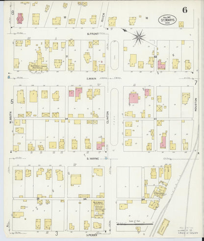 Sanborn Fire Insurance Map from Saint Marys, Auglaize County, Ohio (1907), Sheet #0006 - Complete Map Set gallery image, historic Sanborn map, vintage wall art, Ohio Ohio