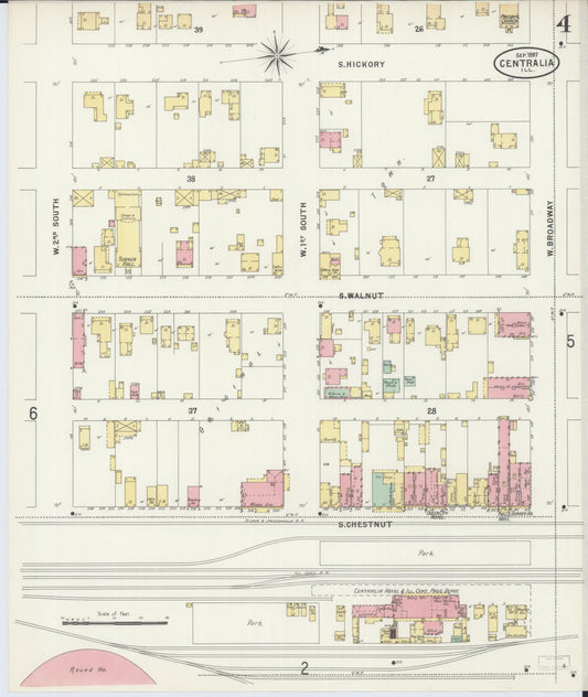 Sanborn Fire Insurance Map from Centralia, Marion, Clinton, Jefferson, and Washington Counties, Illinois (1897), Sheet #0004 - Historic Sanborn Fire Insurance Map Print, vintage old map wall art, antique decor, genealogy gift, Illinois Illinois map