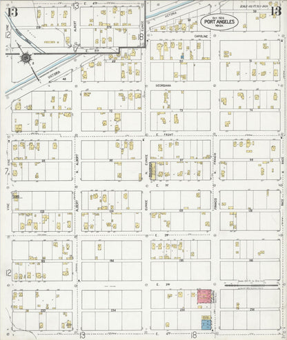 Sanborn Fire Insurance Map from Port Angeles, Clallam County, Washington (1924), Sheet #0013 - Complete Map Set gallery image, historic Sanborn map, vintage wall art, Washington Washington