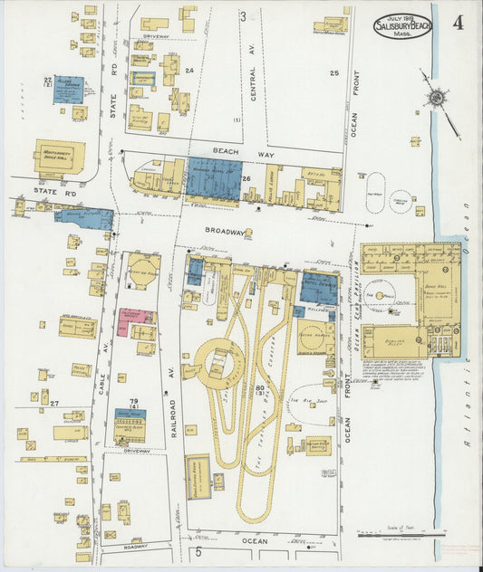 Sanborn Fire Insurance Map from Salisbury, Essex County, Massachusetts (1919), Sheet #0004 - Historic Sanborn Fire Insurance Map Print, vintage old map wall art, antique decor, genealogy gift, Massachusetts Massachusetts map