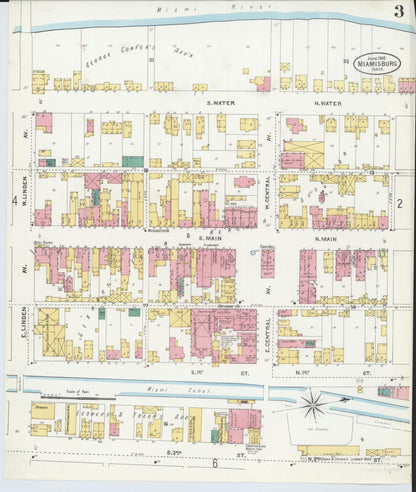 Sanborn Fire Insurance Map from Miamisburg, Montgomery County, Ohio (1905), Sheet #0003 - Historic Sanborn Fire Insurance Map Print, vintage old map wall art, antique decor, genealogy gift, Ohio Ohio map