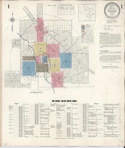 Sanborn Fire Insurance Map from Snyder, Scurry County, Texas (1942), Sheet #0001 - Complete Map Set gallery image, historic Sanborn map, vintage wall art, Texas Texas