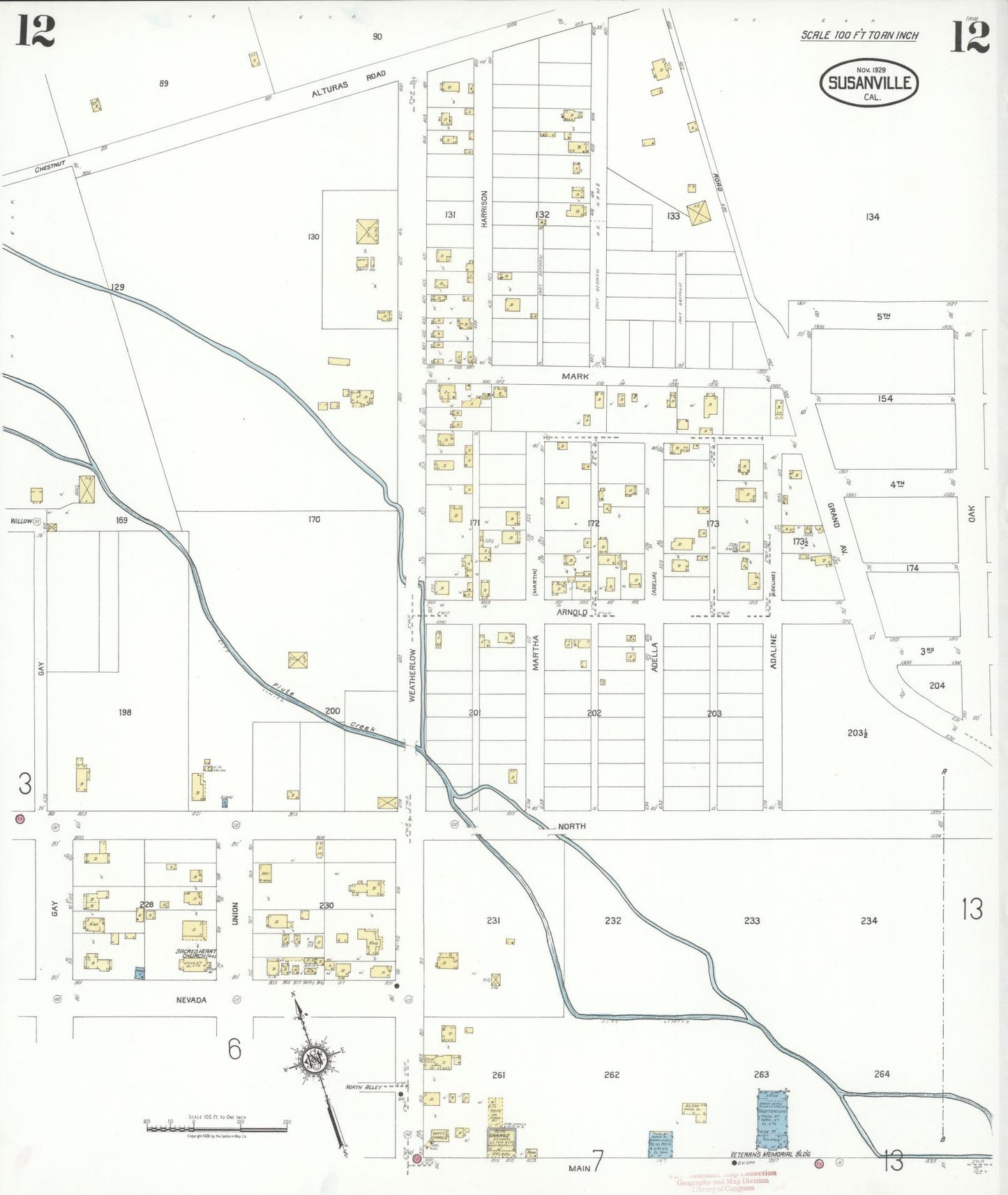 Sanborn Fire Insurance Map from Susanville, Lassen County, California (1929), Sheet #0012 - Complete Map Set gallery image, historic Sanborn map, vintage wall art, California California