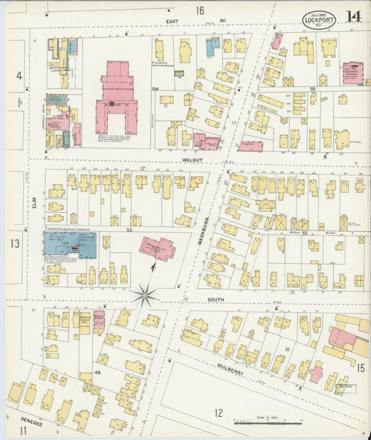 Sanborn Fire Insurance Map from Lockport, Niagara County, New York (1903), Sheet #0014 - Historic Sanborn Fire Insurance Map Print, vintage old map wall art, antique decor, genealogy gift, New York New York map