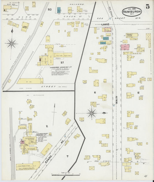 Sanborn Fire Insurance Map from Hamburg, Erie County, New York (1892), Sheet #0005 - Historic Sanborn Fire Insurance Map Print, vintage old map wall art, antique decor, genealogy gift, New York New York map