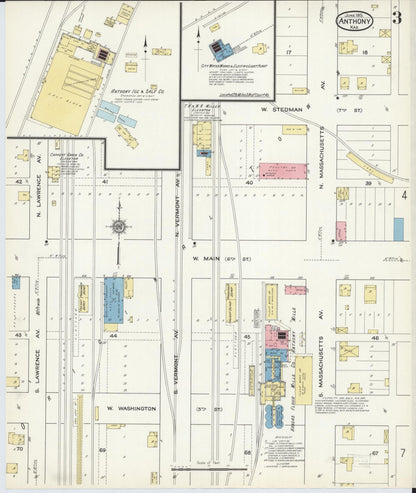 Sanborn Fire Insurance Map from Anthony, Harper County, Kansas (1915), Sheet #0003 - Complete Map Set gallery image, historic Sanborn map, vintage wall art, Kansas Kansas