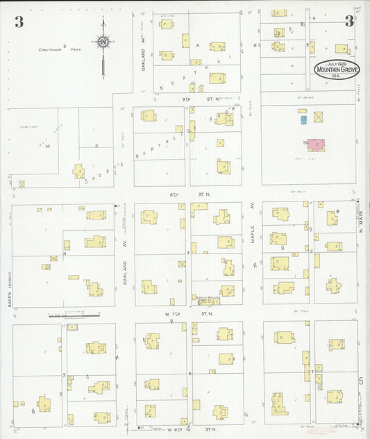 Sanborn Fire Insurance Map from Mountain Grove, Wright County, Missouri (1929), Sheet #0003 - Historic Sanborn Fire Insurance Map Print, vintage old map wall art, antique decor, genealogy gift, Missouri Missouri map
