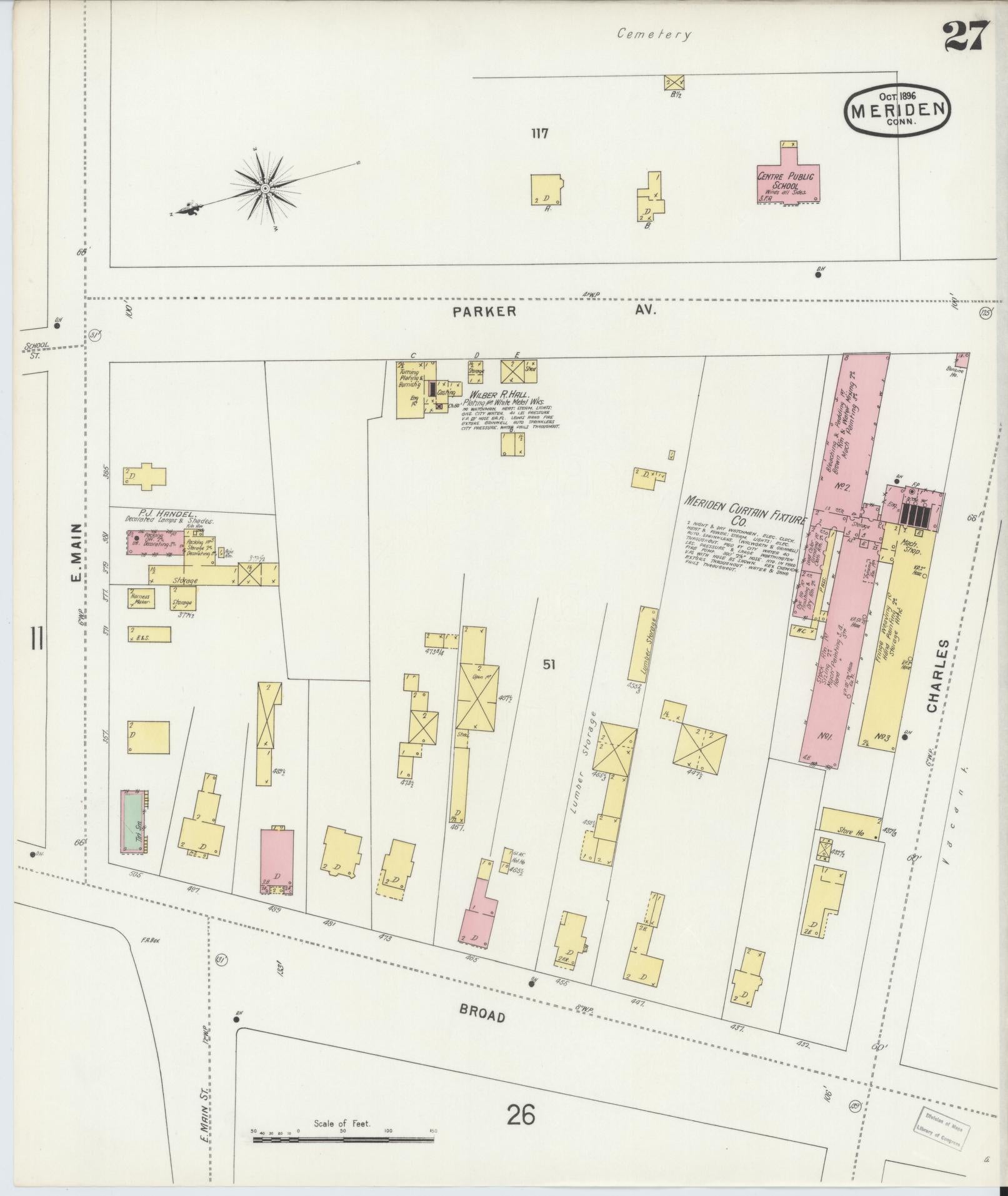 Sanborn Fire Insurance Map from Meriden, New Haven County, Connecticut (1896), Sheet #0027 - Complete Map Set gallery image, historic Sanborn map, vintage wall art, Connecticut Connecticut