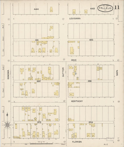 Sanborn Fire Insurance Map from Vallejo, Solano County, California (1889), Sheet #0011 - Complete Map Set gallery image, historic Sanborn map, vintage wall art, California California
