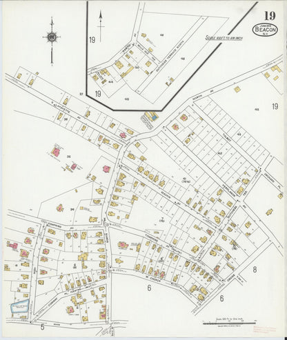 Sanborn Fire Insurance Map from Beacon, Dutchess County, New York (1919), Sheet #0019 - Historic Sanborn Fire Insurance Map Print, vintage old map wall art, antique decor, genealogy gift, New York New York map