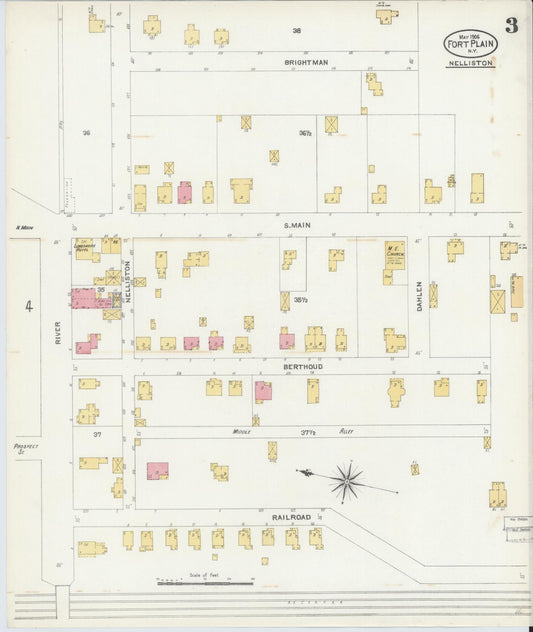 Sanborn Fire Insurance Map from Fort Plain, Montgomery County, New York (1906), Sheet #0003 - Historic Sanborn Fire Insurance Map Print, vintage old map wall art, antique decor, genealogy gift, New York New York map