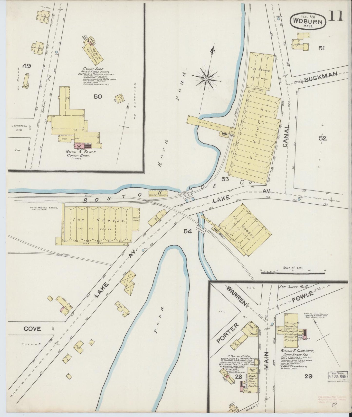 Sanborn Fire Insurance Map from Woburn, Middlesex County, Massachusetts (1888), Sheet #0011 - Complete Map Set gallery image, historic Sanborn map, vintage wall art, Massachusetts Massachusetts