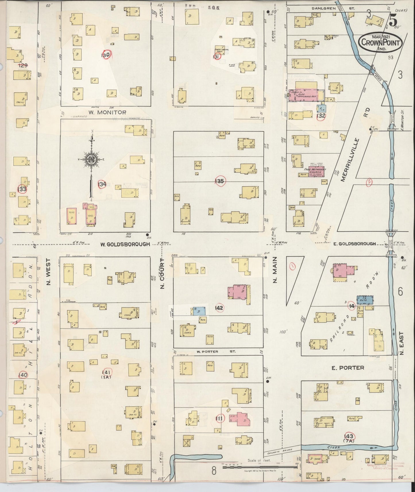 Sanborn Fire Insurance Map from Crown Point, Lake County, Indiana (1948), Sheet #0005 - Historic Sanborn Fire Insurance Map Print, vintage old map wall art, antique decor, genealogy gift, Indiana Indiana map