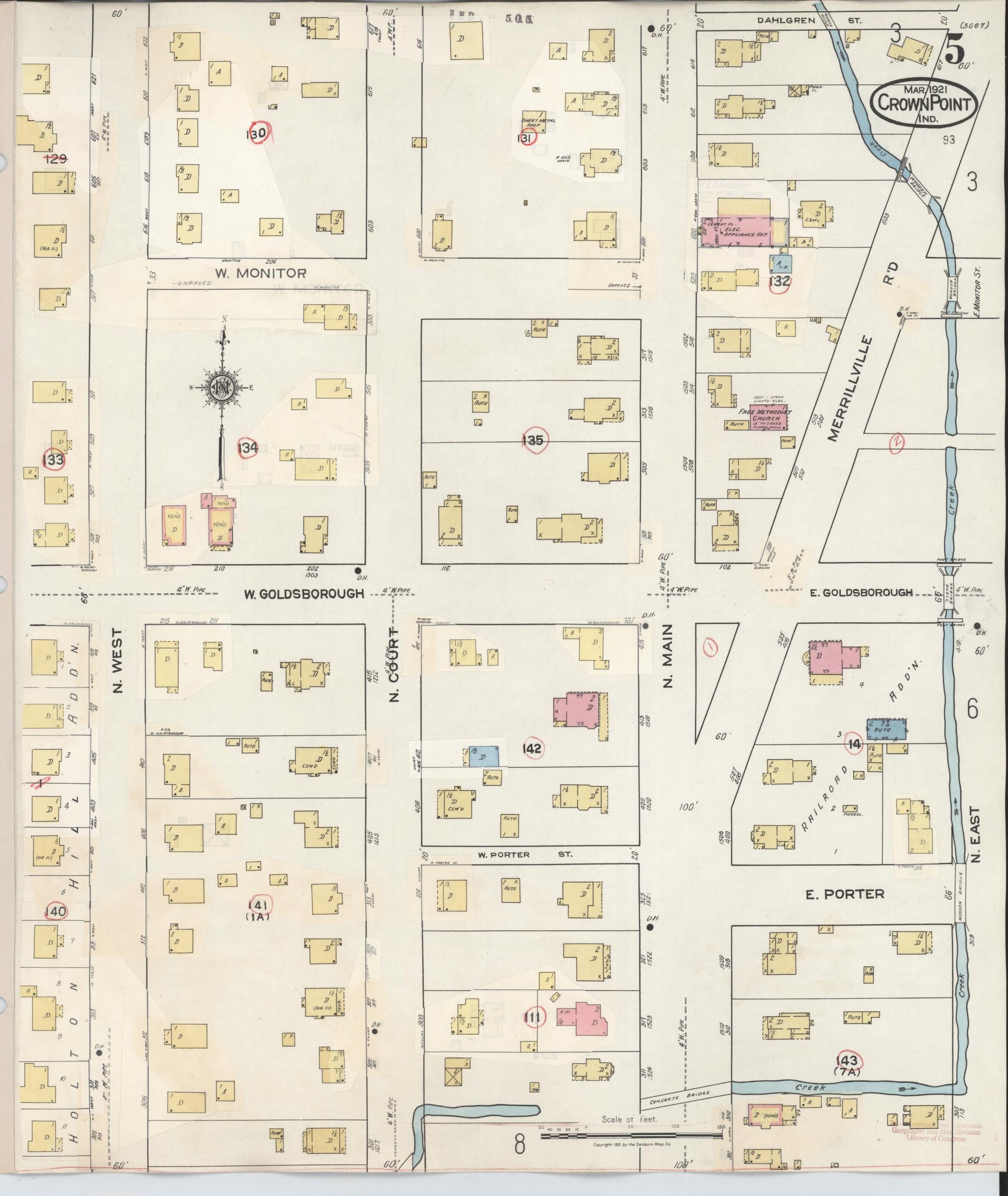 Sanborn Fire Insurance Map from Crown Point, Lake County, Indiana (1948), Sheet #0005 - Historic Sanborn Fire Insurance Map Print, vintage old map wall art, antique decor, genealogy gift, Indiana Indiana map